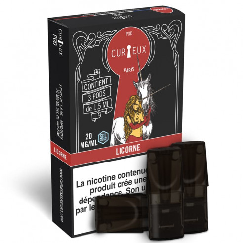 X3 Cartouches Licorne pour CURIEUXPOD
 Taux de nicotine-20mg
